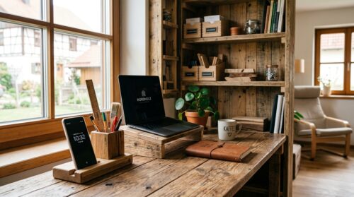 verwandeln sie ihren überladenen arbeitsplatz mit diesen 14 diy-holzprojekten aus recyclingmaterial in eine perfekt organisierte und funktionale fläche.