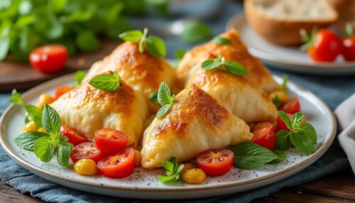 Herzhafte Maultaschen mit Frühlingsgemüse bieten cremigen Genuss